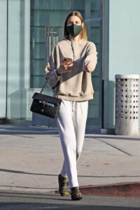 Whitney Port in a Beige Sweatshirt