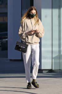 Whitney Port in a Beige Sweatshirt