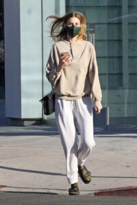 Whitney Port in a Beige Sweatshirt