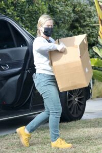 Amy Poehler in a Black Protective Mask