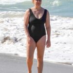 Amy Schumer in a Black Swimsuit on the Beach in St. Barths 12/26/2020