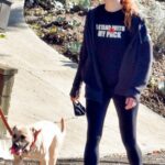 Anna Osceola in a Black Outfit Out with Jon Hamm Walks Her Dog in Los Feliz 12/15/2020