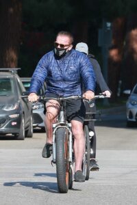 Arnold Schwarzenegger in a Blue Jacket