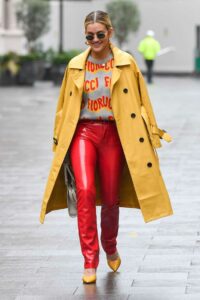 Ashley Roberts in a Yellow Trench Coat