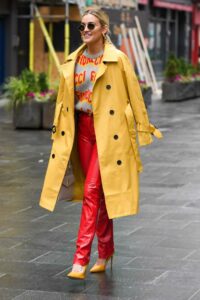 Ashley Roberts in a Yellow Trench Coat