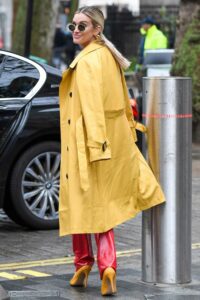 Ashley Roberts in a Yellow Trench Coat