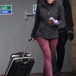 Becky Nicholson in a Purple Leggings Leaves Her Dancing On Ice Training Session in London 12/08/2020
