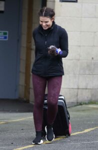 Becky Nicholson in a Purple Leggings