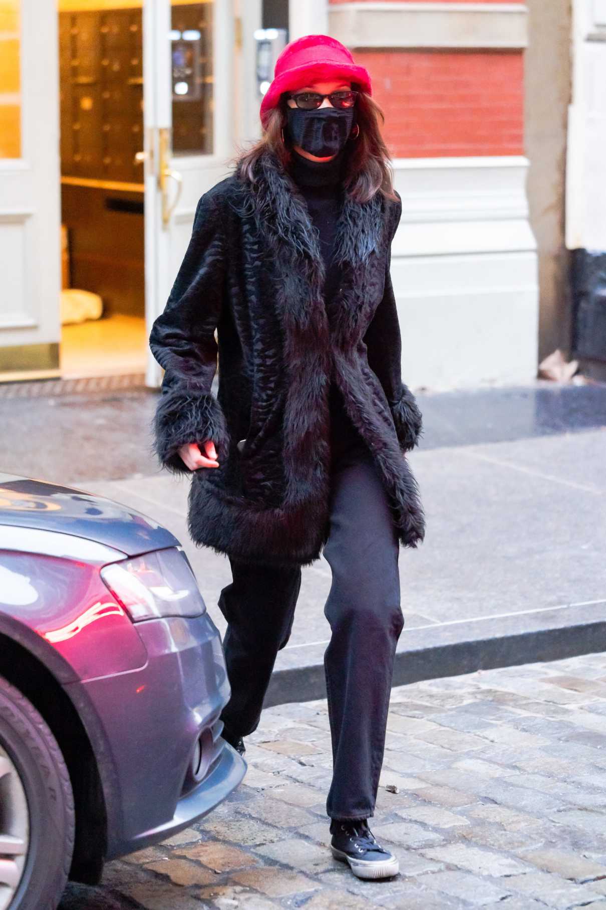 Bella Hadid in a Pink Hat