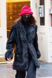 Bella Hadid in a Pink Hat