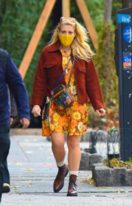 Busy Philipps in a Yellow Floral Dress