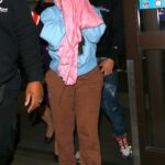 Cardi B in a Light Blue Hoodyie Arrives in Los Angeles 12/01/2020