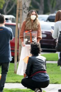 Chrissy Teigen in a Protective Mask
