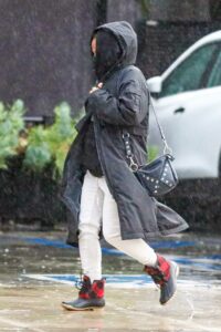 Christina Milian in a Black Puffer Coat