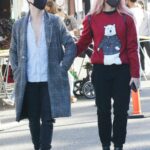 Emma Slater in a Black Pants Arrives Out with Her Husband Sasha Farber at the Local Farmers Market in Los Angeles 12/20/2020