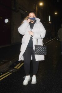 Jacqueline Jossa in a Grey Puffer Coat