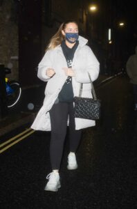 Jacqueline Jossa in a Grey Puffer Coat