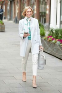 Jenni Falconer in a White Coat