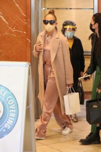 Jennifer Lopez in a Beige Coat