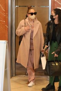 Jennifer Lopez in a Beige Coat