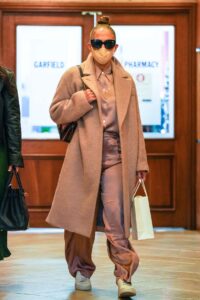 Jennifer Lopez in a Beige Coat