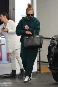 Jennifer Lopez in a Green Sweatsuit