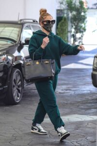 Jennifer Lopez in a Green Sweatsuit