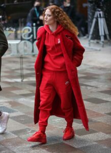 Jess Glynne in a Red Coat