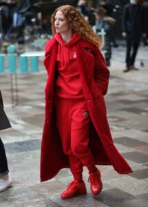 Jess Glynne in a Red Coat