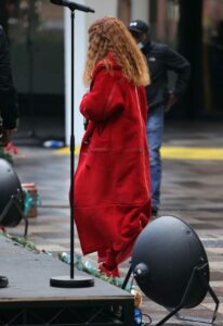 Jess Glynne in a Red Coat