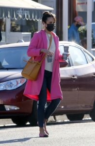 Jordana Brewster in a Pink Coat