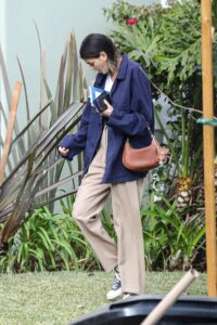 Kaia Gerber in a Beige Pants