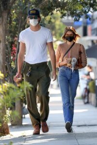 Kaia Gerber in a Black Protective Mask