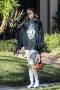 Kaia Gerber in a Black Sweatshirt