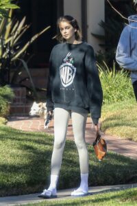 Kaia Gerber in a Black Sweatshirt