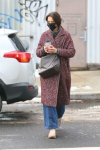 Katie Holmes in a Black Protective Mask