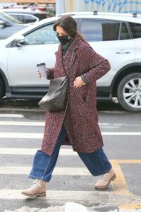 Katie Holmes in a Black Protective Mask