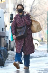 Katie Holmes in a Black Protective Mask