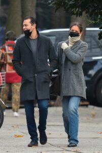 Katie Holmes in a Black Protective Mask