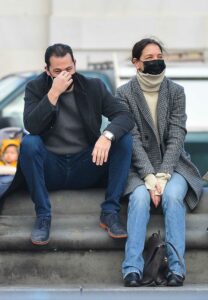 Katie Holmes in a Black Protective Mask