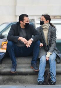 Katie Holmes in a Black Protective Mask