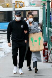 Katie Holmes in a Grey Coat