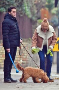 Kelly Brook in a Beige Knit Hat