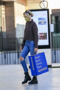 Kimberly Stewart in a Blue Ripped Jeans