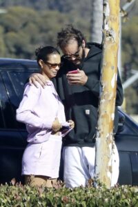 Lais Ribeiro in a Purple Hoodie