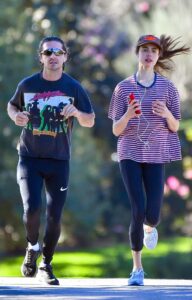 Margaret Qualley in a Striped T-Shirt