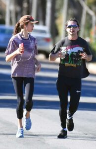 Margaret Qualley in a Striped T-Shirt