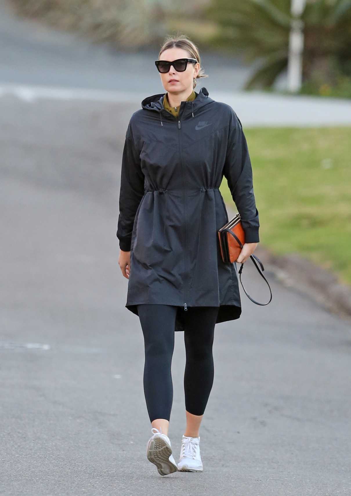 Maria Sharapova in a White Sneakers Leaves a Private Workout Session in