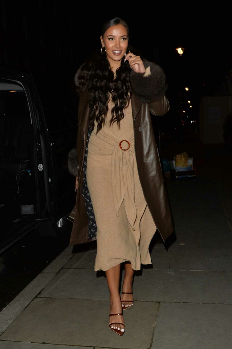 Maya Jama in a Brown Leather Coat Was Seen Out in London 12/08/2020 ...