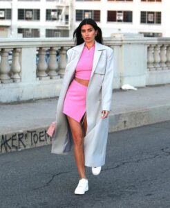 Nicole Williams in a Bright Pink Skirt